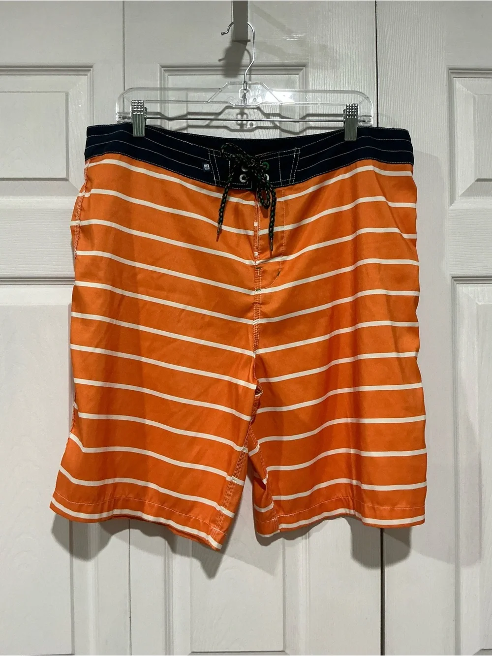 💙 Sperry Top-Sider Men’s Orange White Blue Striped Board Shorts - 38 (01254)
